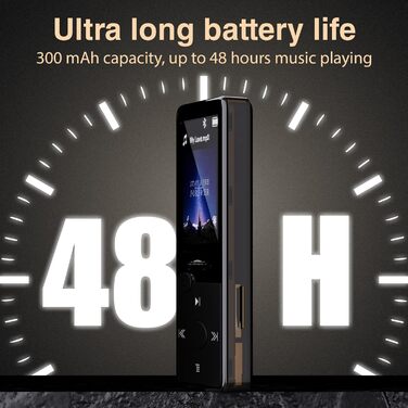 MP3-плеєр Bluetooth 5.3 HiFi, FM-радіо, 32GB, з навушниками, підтримка TF-карт (Чорний)