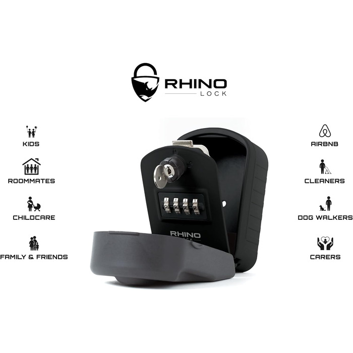 Rhino Lock - Сейф для ключів на стіну з комбінацією, чорний - Pro