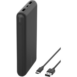 Powerbank Belkin 20000mAh з USB-C та USB-A: заряд для iPhone, Galaxy, Pixel, iPad, AirPods та інших пристроїв – Чорний