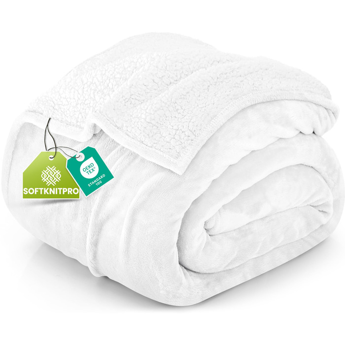 Плед Utopia Bedding з штучного хутра Sherpa, 200x150 см: теплий, м'який, для ліжка, дивана, кемпінгу та подорожей