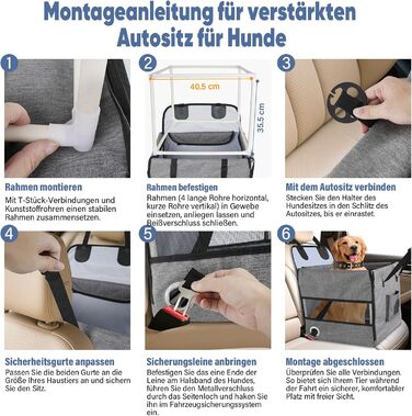 Автомобільний лежак для собак 44x40x40 см – міцний лежак з ременями безпеки та сіткою, знімний кошик для собак на заднє сидіння, водонепроникний та зручний