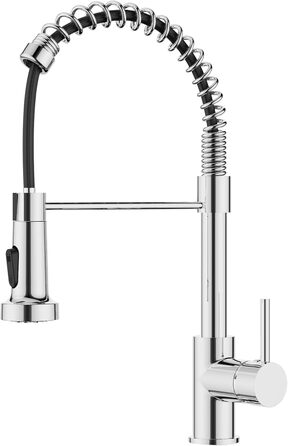 Змішувач кухонний FORIOUS висувний з душем, однорідний, 360° обертання, хром, з витяжкою