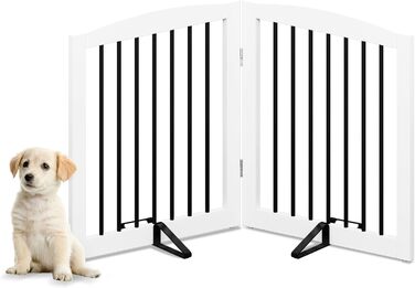 Захисне ґратка для собак, перегородка для собак у квартиру без свердління, металева та дерев'яна, самостійна, для дверей, сходів, захист, складана, біла, 4 панелі, захист для дверей 24 дюйми * 4 (24 дюйми білий * 2)