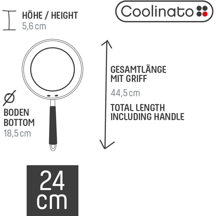 Сковорода Coolinato з антипригарним покриттям, 24 см - для плити (газ, електрика, кераміка, індукція) та духовки