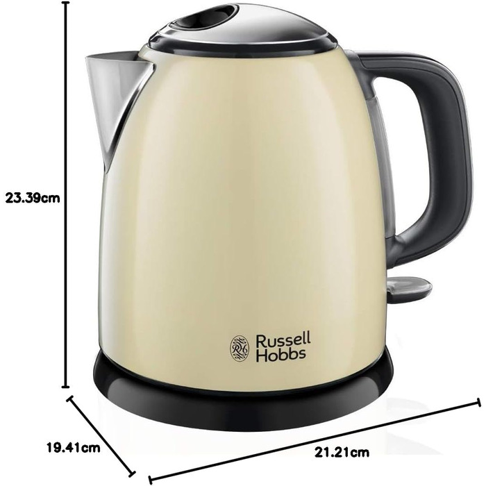 Електричний чайник Russell Hobbs 1 л, Edelstahl Creme (2400W, швидке кип'ятіння, фільтр від накипу, індикатор рівня води, компактний) 24994-70