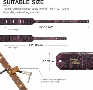 Шкіряний ремінь для гітари Nefelibata 2.3' з повним зерном, м'яка підкладка, для бас-гітари, електрогітари та акустичної гітари (Sahara Yellow Embossed)