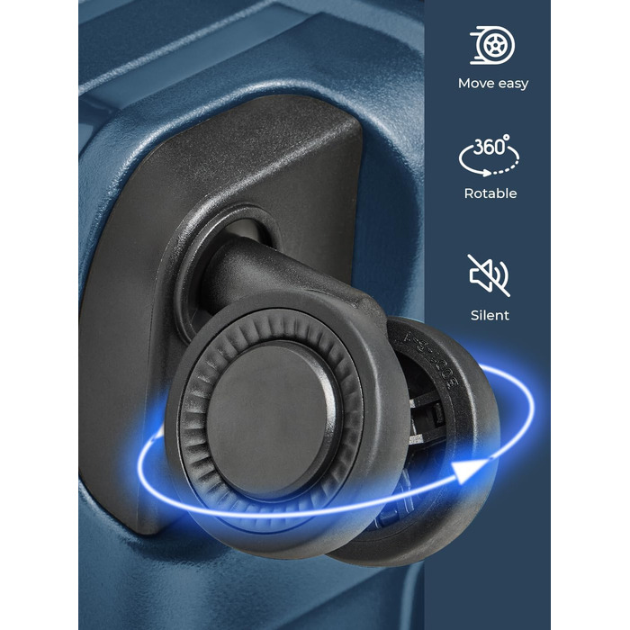 Чохол-валіза на колесах | Розширюваний середній валіза 45 x 25 x 66 см, 67-75 літрів | з поліпропілену, 4 подвійні колеса, TSA-замок (Колекція 04) | Колір: Navy Blue Metallic, Набір валіз (3 шт.)