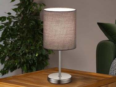 Торшер Reality Leuchten Jerry R50491011 - металевий, нікель матовий, з сірим абажуром, цоколь E14