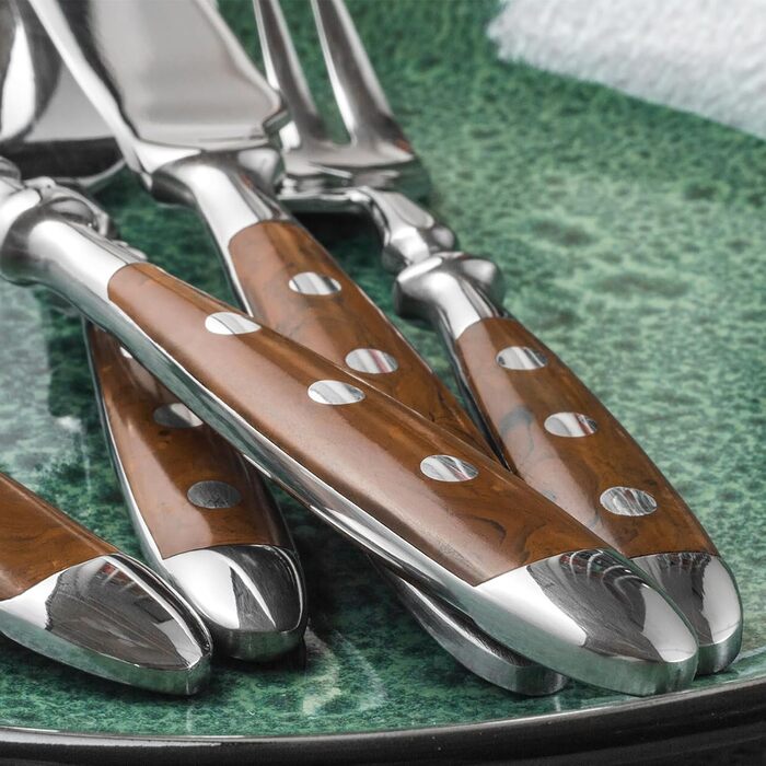 Alata 6-Piece Cutlery Set - Rustic Tableware Set Made of Stainless Steel with Brown Handles - Forged and Heavy - 30-Piece - Berlin Brown Series 30-Piece