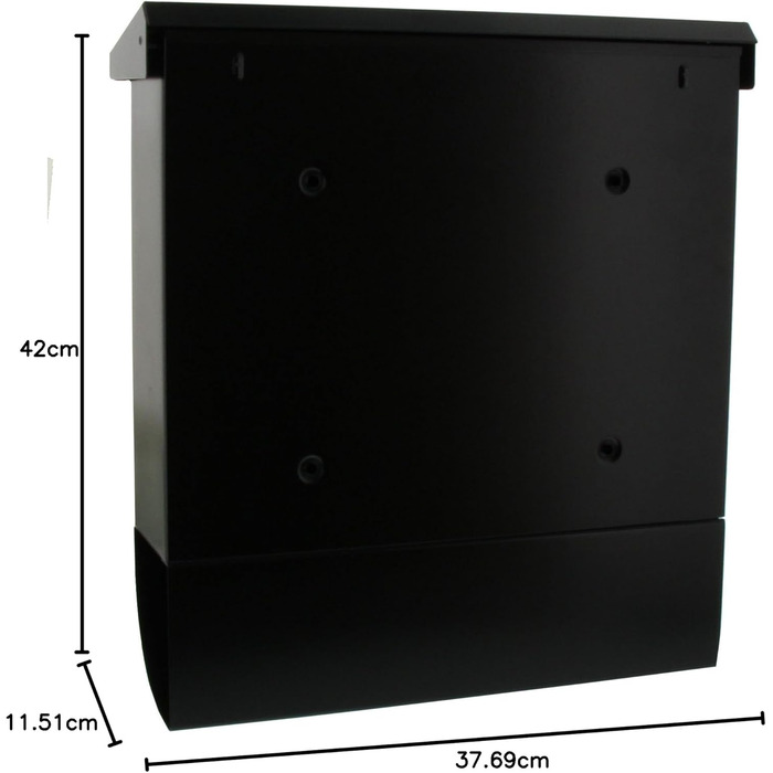 Поштова скринька Burg Wächter Vario ANT з газетницею та табличкою для імені, оцинкована сталь, формат DIN C4, 2 ключі, чорна (RAL 7016)