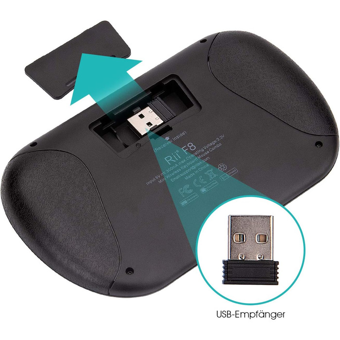 Бездротовий ігровий комплект клавіатури та миші Rii, Bluetooth + 2.4GHz, LED-підсвічування, QWERTZ (Mini)