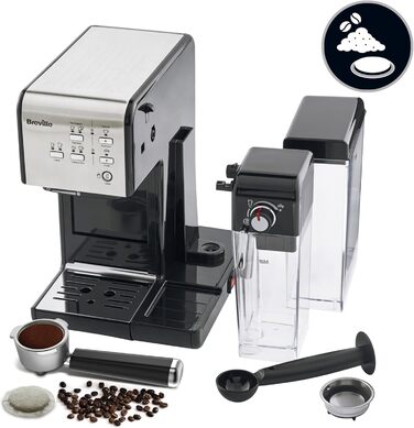 Breville Prima Latte II Espresso | Latte and Cappuccino Machine | 15-bar Professional Pump and Milk Frother | Silver [VCF108X], 19 Bar