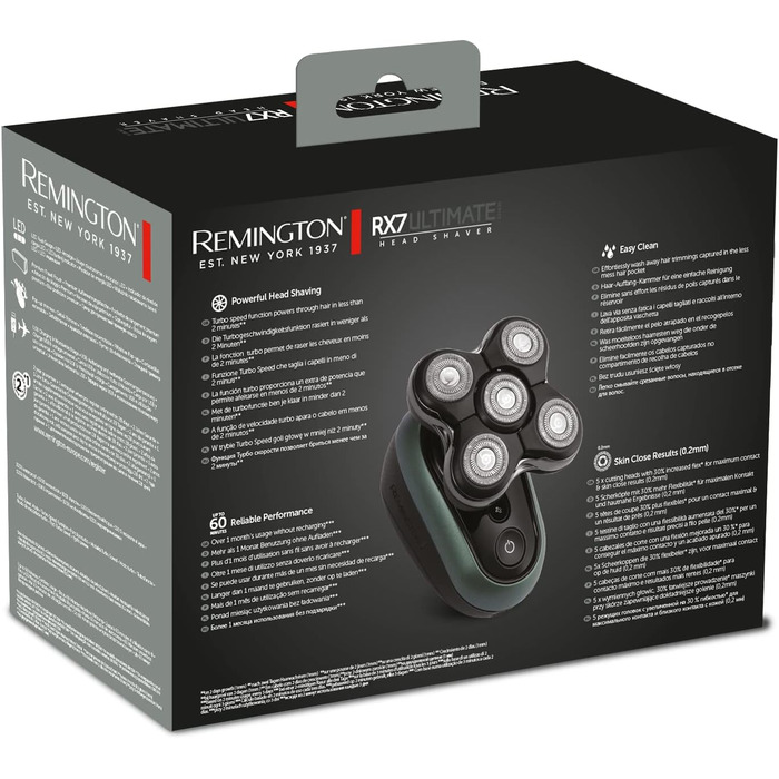 Електричний голкострум Remington XR1600 для гоління голови чоловіків - 5 голкових насадок, гоління до 0,2 мм, вологостійкий, з тримером