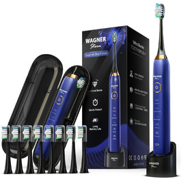 Електрична ультразвукова зубна щітка Wagner Stern Sapphire Blue Edition: 5 режимів, 8 насадок, елітна сумка для подорожей