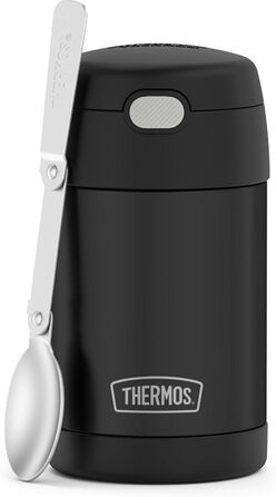 Термос THERMOS Funtainer 16oz з нержавіючої сталі, чорний матовий, з ложкою