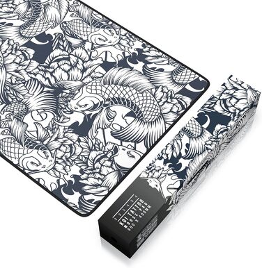 Ігровий килимок для миші TITANWOLF XXL Speed Gaming Mousepad, 900x400мм, чорний, дизайн Koi — великий килимок на весь стіл для підвищення точності та швидкості