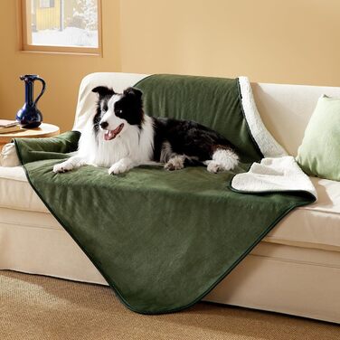 Водонепроникний коврик для собак Lesure, великі породи - 100x120 см, Outdoor, миючий, захист дивану з Sherpa Fleece, для котів, (XL (127x152 см), оливковий)