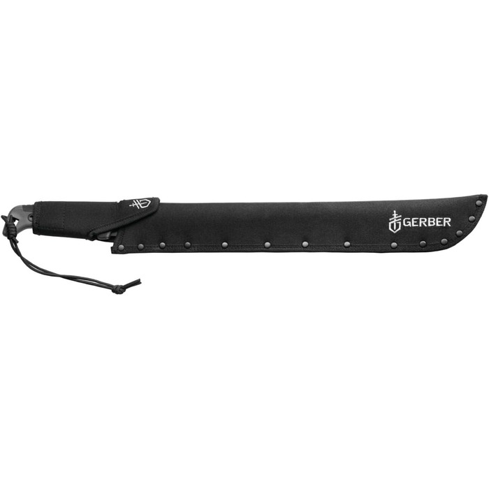 Мачете Gerber Gator Bush 45 см, карбоновий, з нейлоновим чохлом, чорний