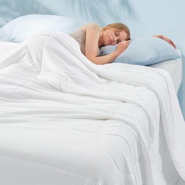 Охолоджуюча ковдра BEDSURE двостороння літня 155x220 см Arc-Chill Q-Max 0.4 - легка дихаюча ковдра від нічної пітливості та спеки (біла)
