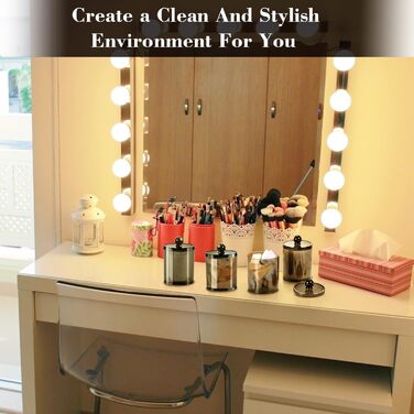 Організатор для ватних дисків та паличок AIMIXUN, набір 2 шт, чорний, прозорий диспенсер, для ватних паличок, зубної нитки, шпиньок