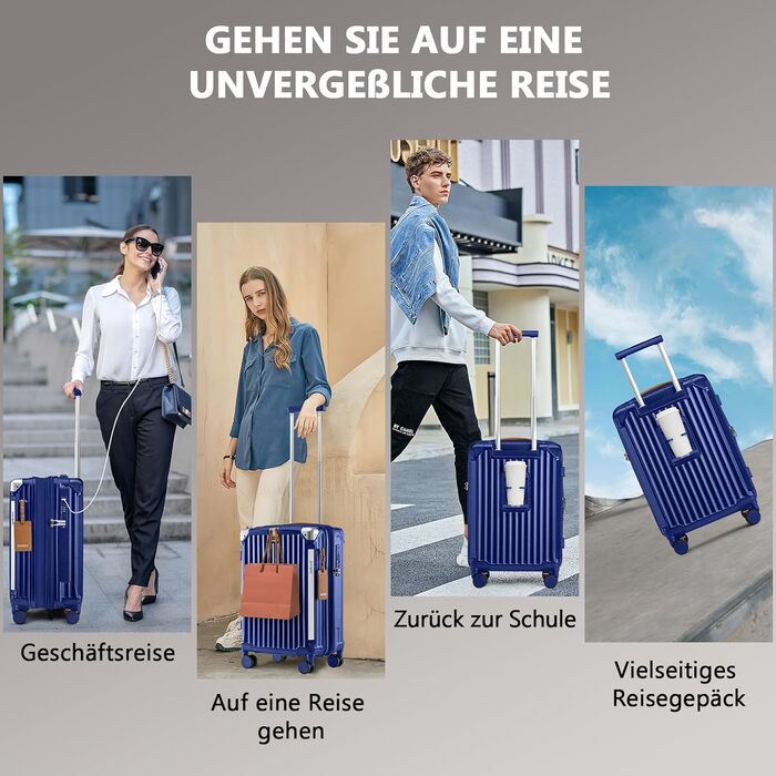 Чемодан Joyway ABS з жорсткою обшивкою, розширюваний, набір валіз з TSA замком та 4 колесами. Включає сумку та косметичку. Колір: зелений (блакитний). Набір валіз 3шт