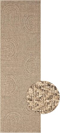 Килим Kansas - стильний килим у стилі джуту, ідеальний для вітальні, їдальні та коридору, легко чиститься, стійкий до погодних умов для використання в приміщенні та на вулиці, розмір приблизно 60 x 180 см, натуральний колір