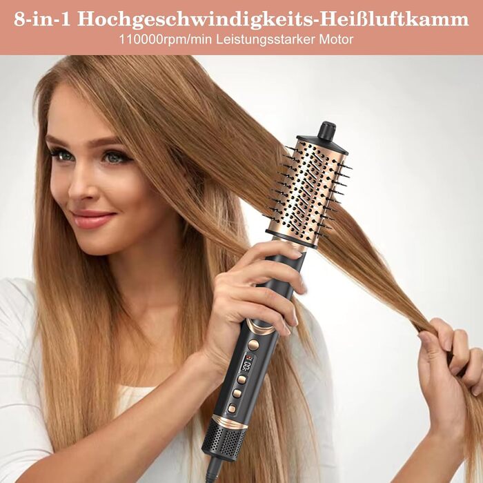 Мультистайлер для волосся AirStyler 1600W: фен, плойка, насадки для укладання, чорний