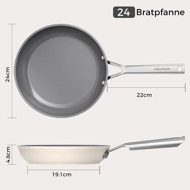 Сковорода керамічна для індукції DiamondTitan 24 см бежева. Антипригарна, без PTFE, PFAS, PFOA. Підходить для духовки та посудомийної машини.