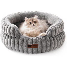 М'яке кругле ліжко для котів та собак, ліжко для домашніх тварин MEWOOFUN (Сірий, S)