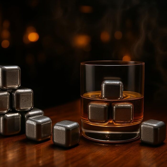 Камені для охолодження напоїв FLOW Barware: набір з 10 шт. з нержавіючої сталі для віскі, вина та джину