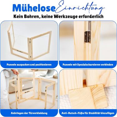 Кізовий вольєр для цуценят Emma Hundelaufstall: міцне дерево, акрилове скло, мобільний загін для собак, сучасний дизайн, 60 см у висоту