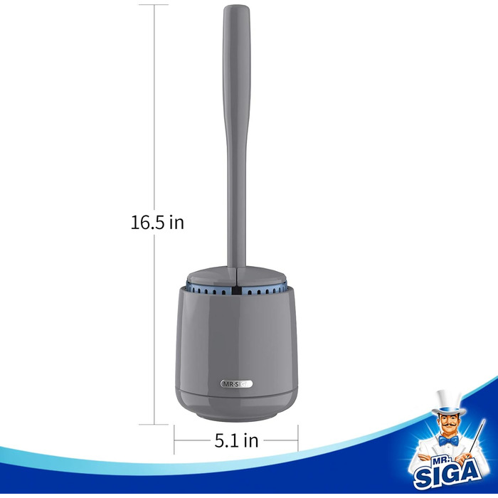 Набір для чищення унітазу Mr.Siga з тримачем та швидким висиханням, преміум-якість, сірий