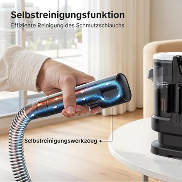 Портативний пилосос для чищення м'яких меблів Lubluelu 600 Вт, 18 кПа, з функцією самоочищення та насадкою для килимів, диванів та авто (чорний)