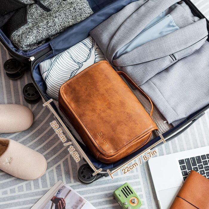 Чоловіча косметичка Elviros з PU-шкіри, 3 в 1, велика, водонепроникна, для подорожей, з можливістю підвішування