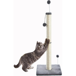 Котяча дряпка XXL з натурального сизалю, кігтеточка з м'яким плюшем та іграшкою (97см)