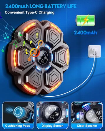 Музична боксерська машина CRECAD для дорослих з Bluetooth, LED-підсвічуванням та 9 режимами швидкості
