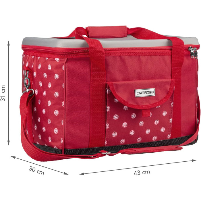 XL Cooler Bag 40 Liters - Insulated Bag Cooler Box Picnic Bag Color Choice (XL red and white polka dot PROMO)