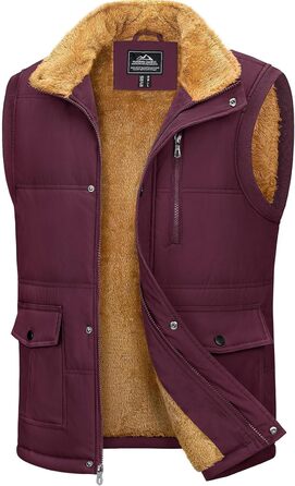 Чоловіча зимова куртка MAGCOMEN з підкладкою з флісу, тепла, з багатьма кишенями (XL, бордовий)