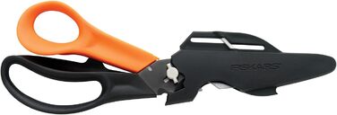 Ножиці для тканини Fiskars 25 см для правші, нержавіюча сталь, помаранчеві, багатофункціональні ножиці з роз’ємними лезами, з чохлом, 23 см, чорні/помаранчеві