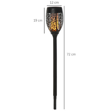 Outsunny Solar Light Outdoor 4-Piece Set Garden Light IP44 Waterproof 6-8h Lighting Duration Warm Light Source Plastic Black Ø12 x H72cm