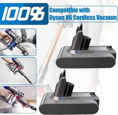Замінна батарея для пилососа Dyson V7, 8000 mAh, сумісна з моделями Motorhead Pro Absolute, Fluffy, Car + Boat, Mattress, Motorhead, Allergy, Wireless, 229687