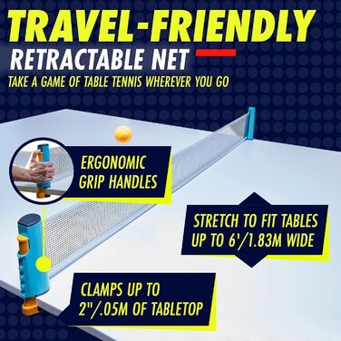 Professional Ping Pong Set with Paddles, Balls, Net & Case - Table Tennis Equipment