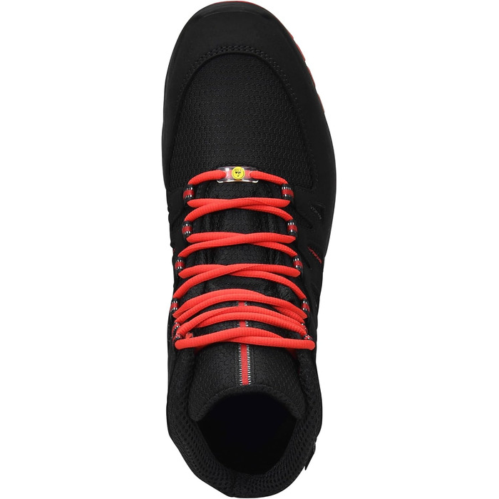 Робочі черевики ELTEN Maddox Black-red Mid ESD S3S, текстильні, з металевим носком, легкі, спортивні, 44 EU (жіночі та чоловічі)