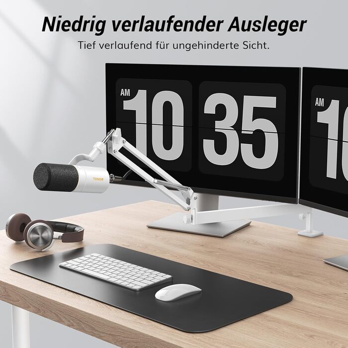 Тримач для мікрофона TONOR T20LP з низьким профілем - регульований штатив для геймінгу, подкастингу та запису звуку