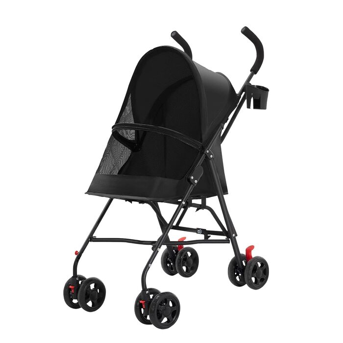 Візок для собак Homewell 2в1: візок-будка, сумка-переноска, з підсклянниками, гальмом та захистом від дощу, чорний