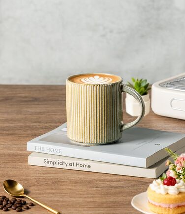 Набір посуду з каменю GBhome на 6 осіб, 18 предметів, ручна робота, реактивна глазур, мікрохвильова та посудомийна безпека, глибокий зелений колір (Desret Salbei), включає чашки (6 шт.)