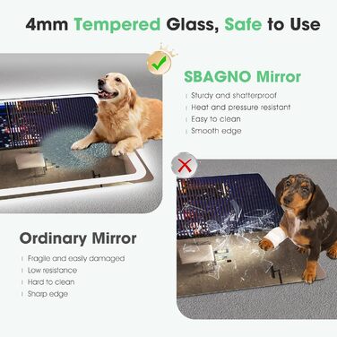 Дзеркало для ванної кімнати S'bagno з підсвічуванням 100x70 см, LED, з полицею, антизапар, 3 колірні температури, регулювання яскравості, HD скло, IP44, горизонтальне/вертикальне встановлення, M55 (без Bluetooth)