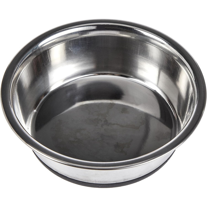 Миска для собак Kerbl з нержавіючої сталі, 2 шт., об'єм 425 мл (2800 мл загальний об'єм), неслизька, срібна