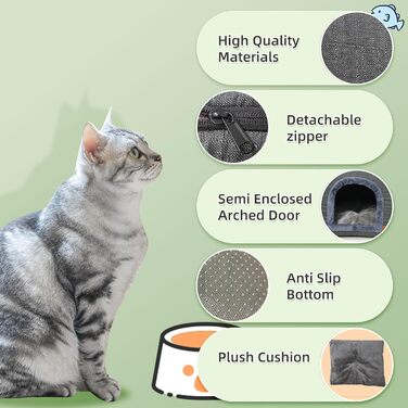 Кігтеточка-будиночок для котів з плюшем, 50x42x42 см, темно-сірий