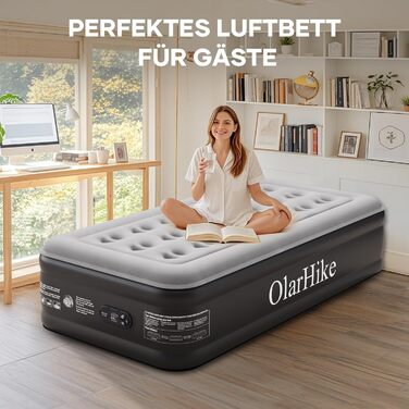 Надувний матрац OlarHike для кемпінгу та дому - 200x90x46 см, самонадувний, з помпою, 1-місний XL